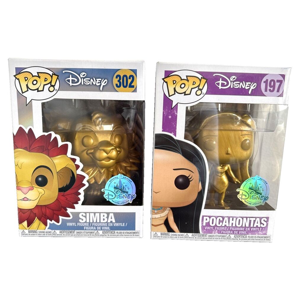 Funko Pop! Disney LOT 2 -The Lion King Simba #302 & Pocahontas #197 w/Protector